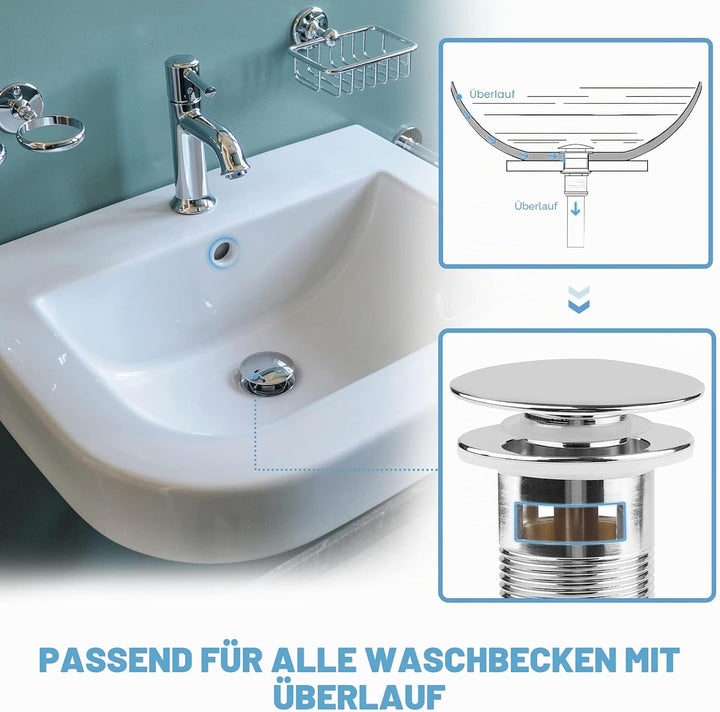 EXLECO Siphon mit Ablaufgarnitur 1 1/4" x Ø 32mm Edelstahl Siphon Geruchsverschluss Verstellbar Univ