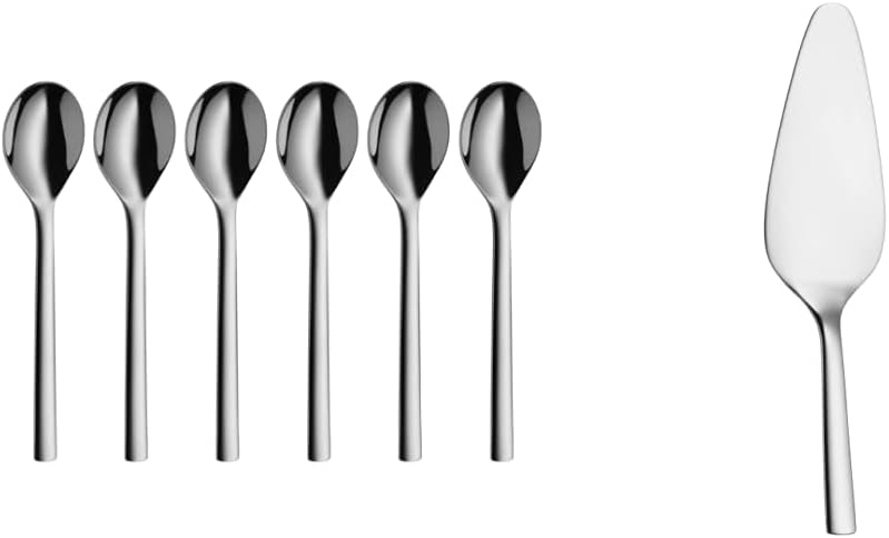 WMF Nuova Tee-/ Kaffeelöffel Set 6-teilig, 13,5 cm & Nuova Kuchenheber Tortenheber Edelstahl 23 cm,