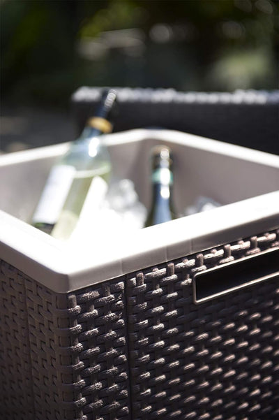 Keter Ice Cube Beer and Wine Cooler Table Perfect for Your Patio, Picnic, and Beach Accessories, Bro