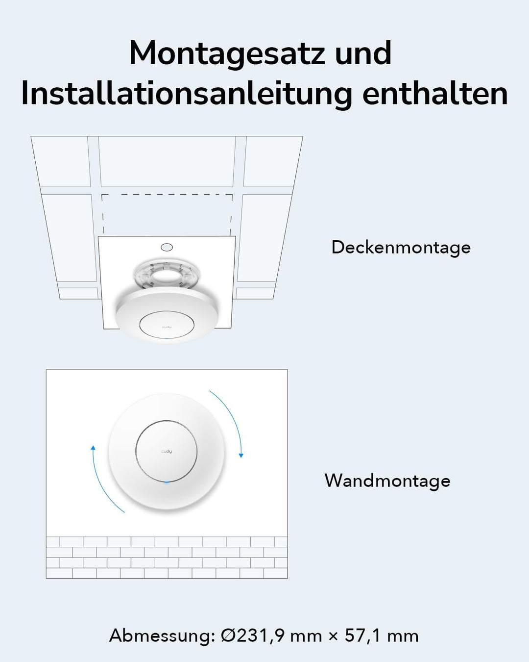 Cudy AC1200 Gigabit Wireless Access Point, Gigabit RJ45, Business-WLAN-Lösung mit Mesh-Unterstützung