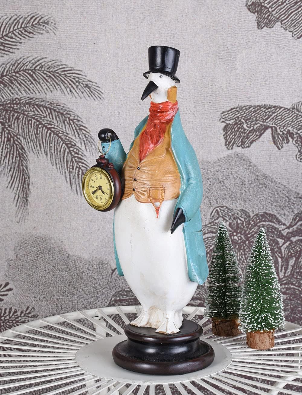 Tischuhr Pinguin Uhrenträger Tierfigur & Taschenuhr Bunt 36cm Vogel TVC078 Palazzo Exklusiv