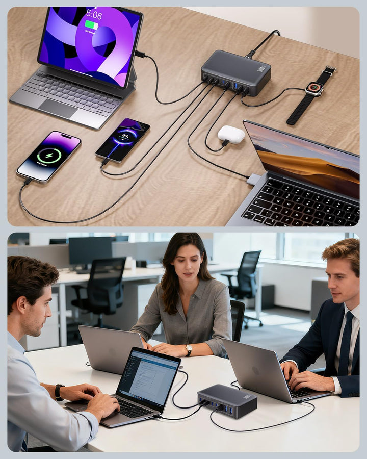 USB C Ladegerät, 300W 8-in-1 USB C Netzteil Schnellladegerät mit, Multi Charging Station Adapter Sch