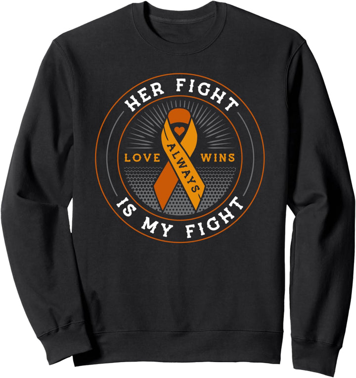 Her fight is my fight amber ribbon appendix cancer awareness Sweatshirt