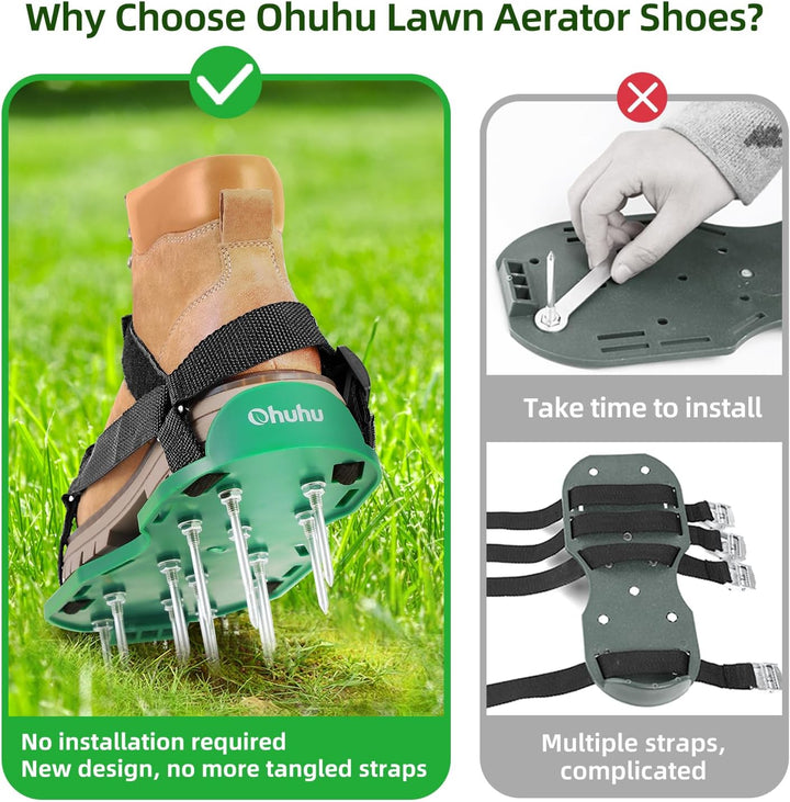 Ohuhu Rasenlüfter Schuhe Nagelschuhe mit Klettverschluss Kostenlose Installation, Rasenbelüfter mit