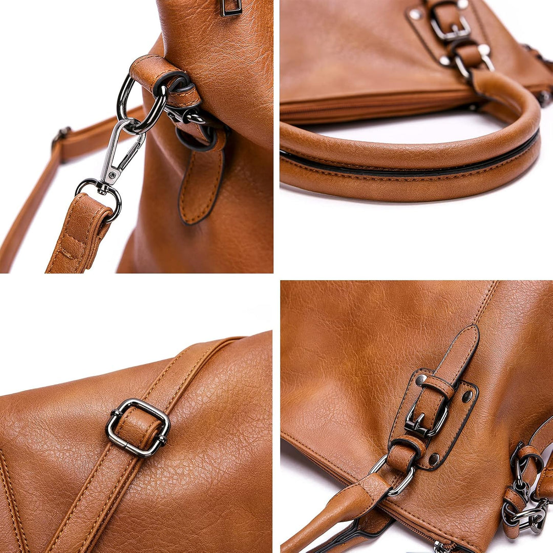Coolives Damenhandtasche Set aus PU-Leder Damen Hobo Handtasche Tasche Vintage Schultertasche Hobo D