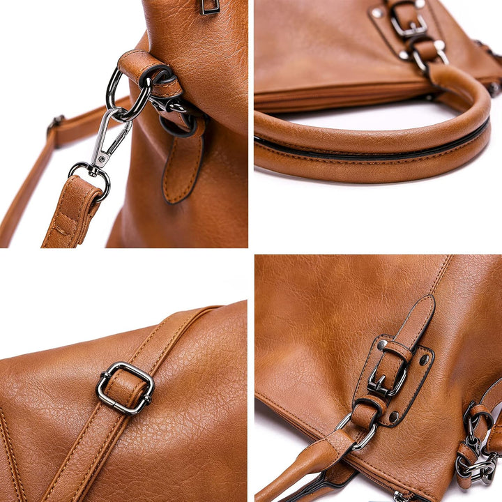 Coolives Damenhandtasche Set aus PU-Leder Damen Hobo Handtasche Tasche Vintage Schultertasche Hobo D