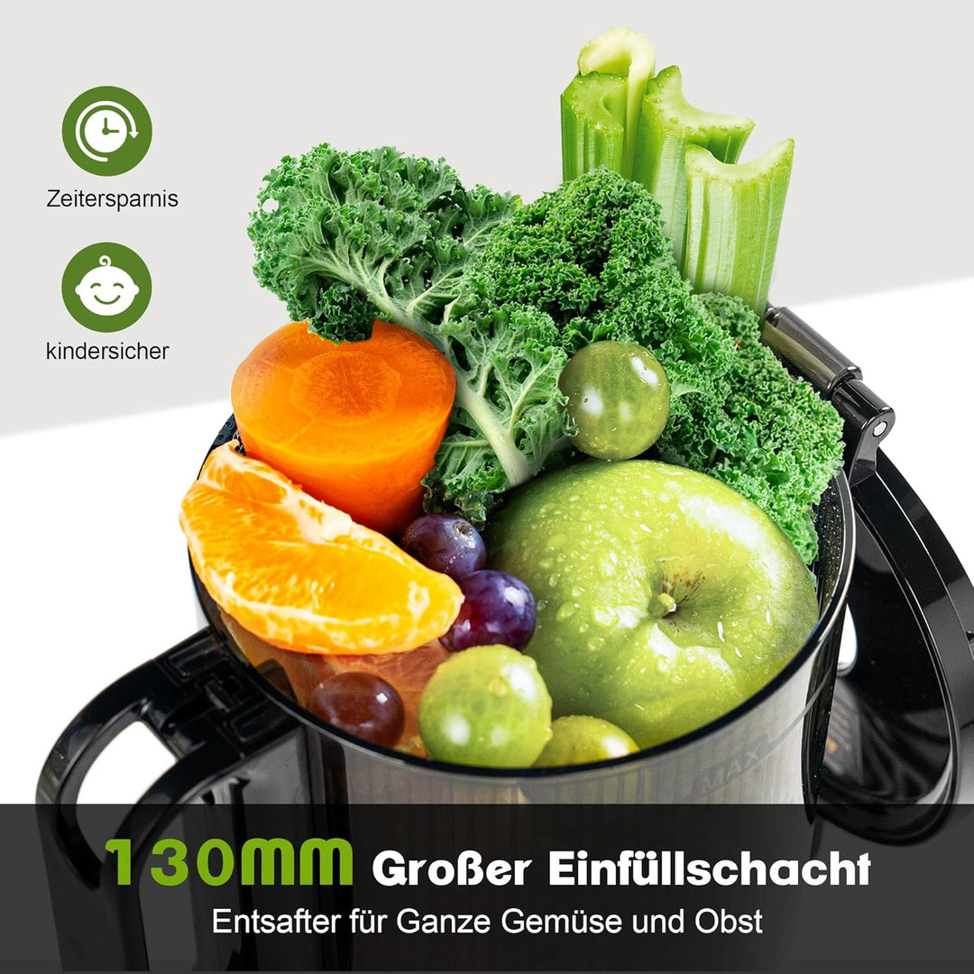Fretta Entsafter Slow Juicer Entsafter Gemüse und Obst Testsieger, 250W Edelstahl Juicer Machine Saf