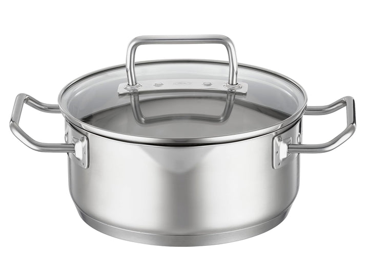 RÖSLE EXPERTISO Bratentopf, Hochwertiger Universaltopf aus Edelstahl 18/10, Glasdeckel, Innenskalier