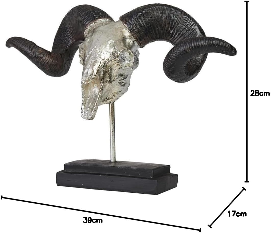 Hansmeier® Deko Skulptur Widder | Silber | Für Aussen und Innen | 39 x 28 x 17 cm | Einrichtung Stat