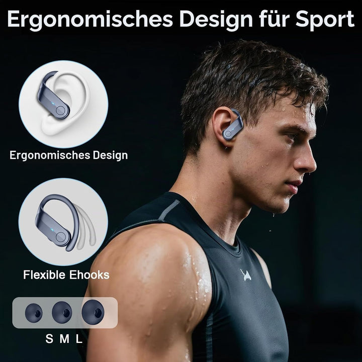 Kopfhörer Kabellos Bluetooth 5.4, 70H In Ear Bluetooth Sportkopfhörer IP8 | 4 ENC-Mics für Klare Anr