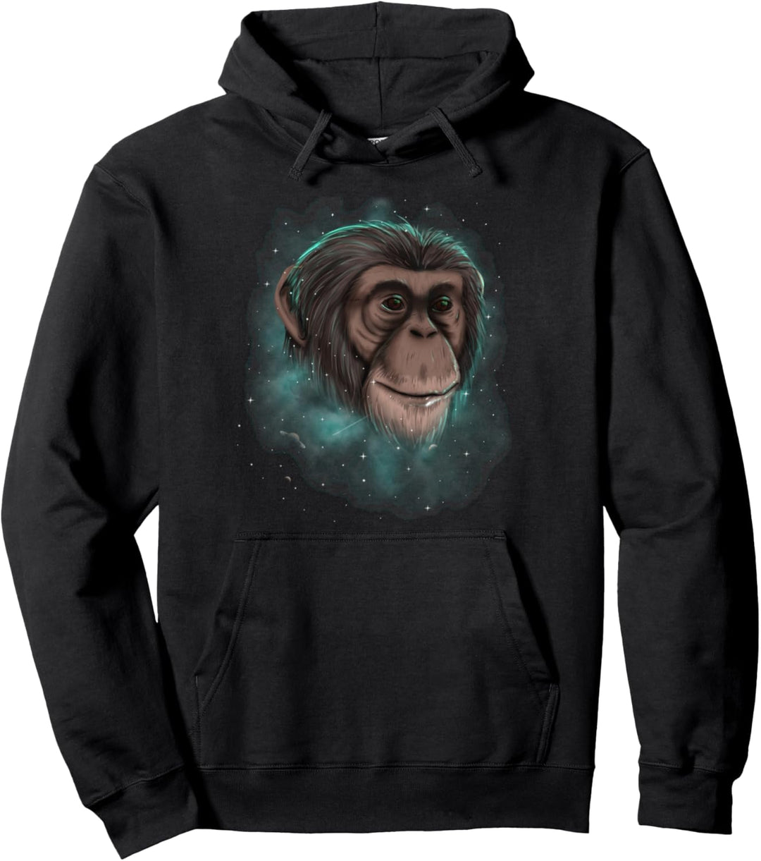 Chimpanzee Cosmic Galaxy Celestial Outer Space Astronomy Pullover Hoodie