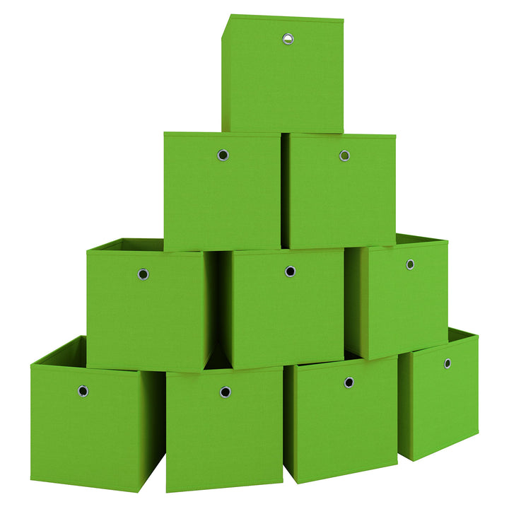 VCM 10er Set Faltbox Klappbox Stoff Kiste Faltschachtel Regalbox Aufbewahrung Boxas Grün, Grün