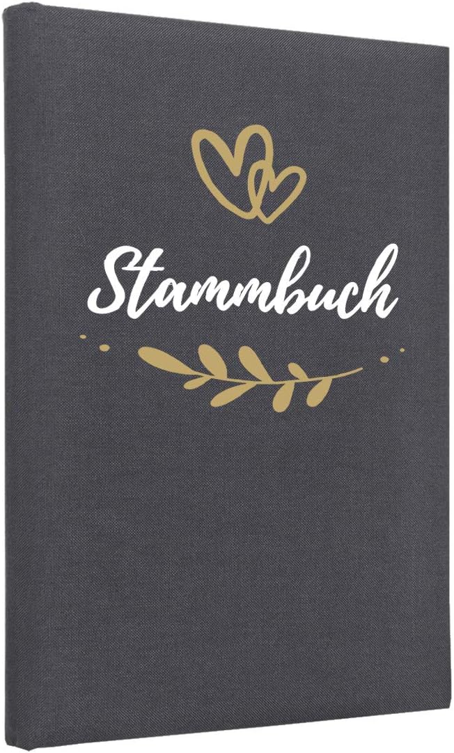 Hochzeitideal – Stammbuch der Familie Fiore grau 21 cm x 15 cm - Buchbinderleinen Hochzeit - Familie