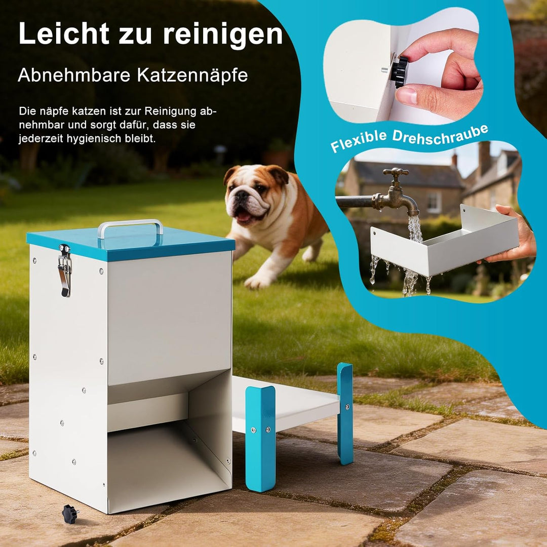 Futterautomat Hund Trockenfutter, Metall-Futterspender für Katzen/Hunde, mit Abnehmbarem Näpfe, für