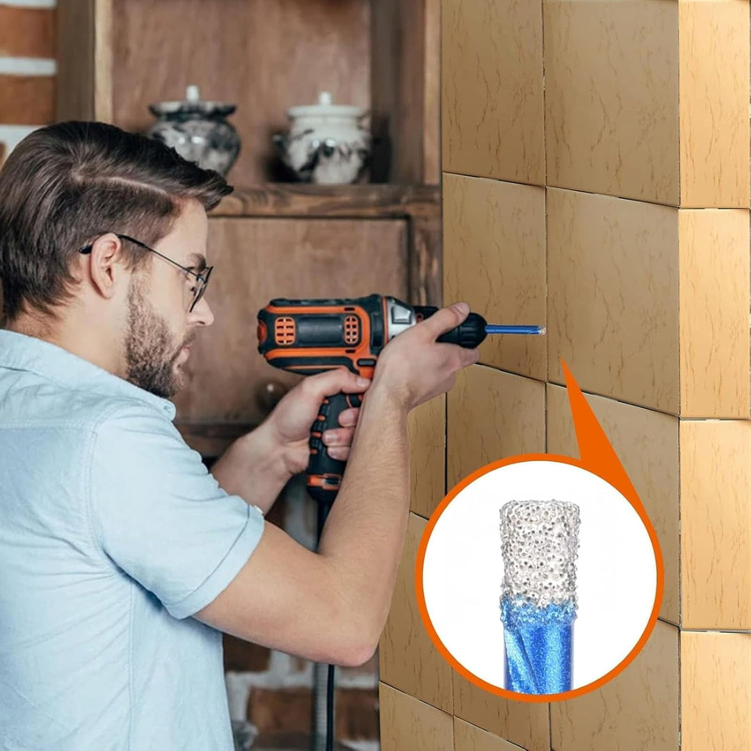 Diamantbohrer Set 5-12mm, Fliesenbohrer Glasbohrer Für Keramik Granit Glas Porzellan, 5 Tlg Profi Bo