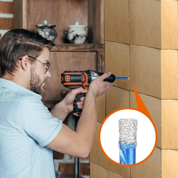 Diamantbohrer Set 5-12mm, Fliesenbohrer Glasbohrer Für Keramik Granit Glas Porzellan, 5 Tlg Profi Bo