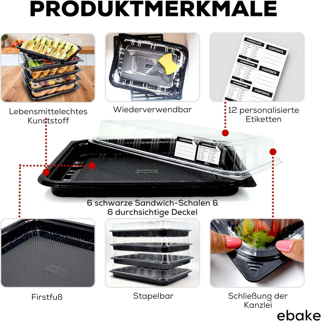 Catering-Tabletts mit Deckel, 33 cm, Serviertablett mit Deckel, strapazierfähig, recycelbar, Kunstst