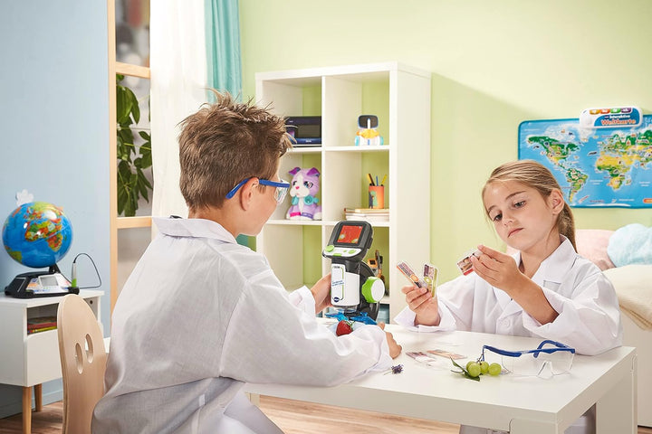 VTech Interaktives Video-Mikroskop – Bildschirm, smarte Objektträger, Audio-Fakten, Bild- und Videom