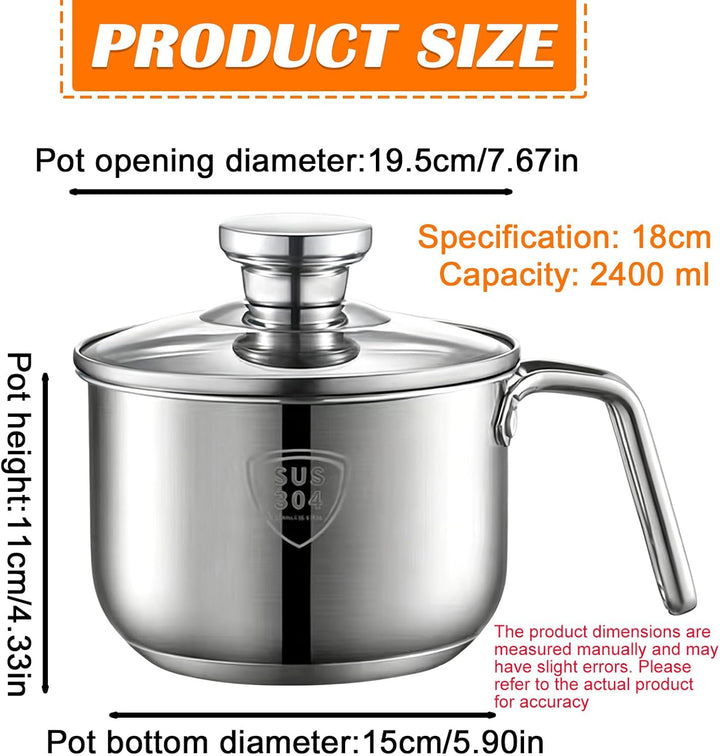 Induktions Milchtopf Edelstahl: 2.4L Mini Milchtopf 18cm, Baby Nahrung Zubereitung für Milch &amp; Brei