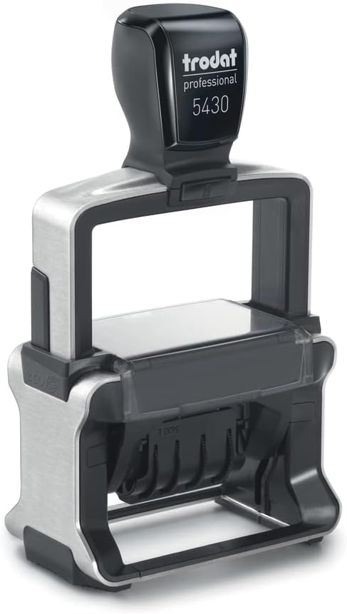 Trodat Professional Datumstempel 5430, selbstfärbend, mit Text Gebucht, Abdruck 41 x 24 mm, Blau und