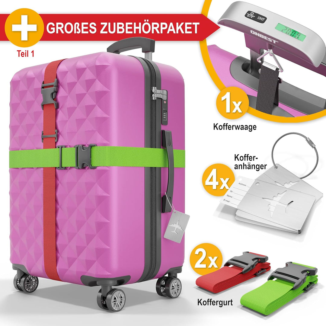 Premium Kofferset 4-TLG – Hartschalen Trolleys mit TSA-Lock, USB-Anschluss – Plus 1x Kofferwaage, 2X