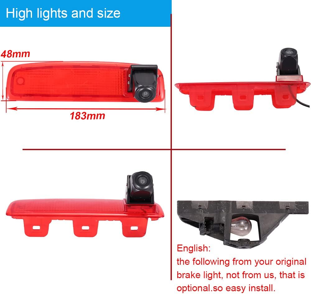 「12mm Objektiv CMOS Rückfahrkamera+ 4.3 Zoll Auto Rückspiegel」Auto 3.Bremsleuchte Dach Rückfahrkamer