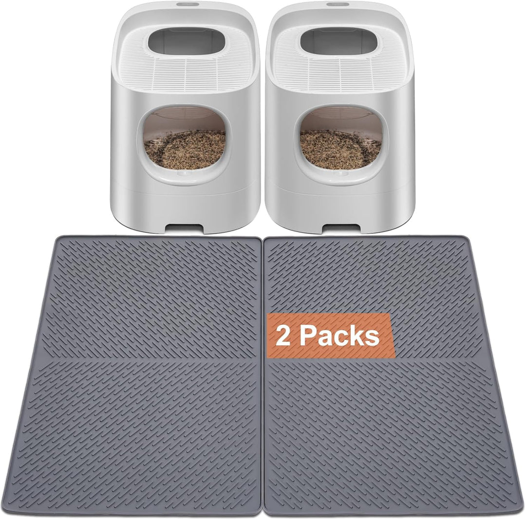 Odoland Katzenklo Matte Gross 2 Stück, 71 x 51 cm Silikon Katzenstreu Matte Wasserdichte Cat Litter