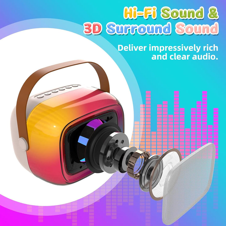 GUYUCOM Karaoke Machine mit 1 Kabellose Mini Mikrofon für Kinder und Erwachsene, Tragbaren Bluetooth