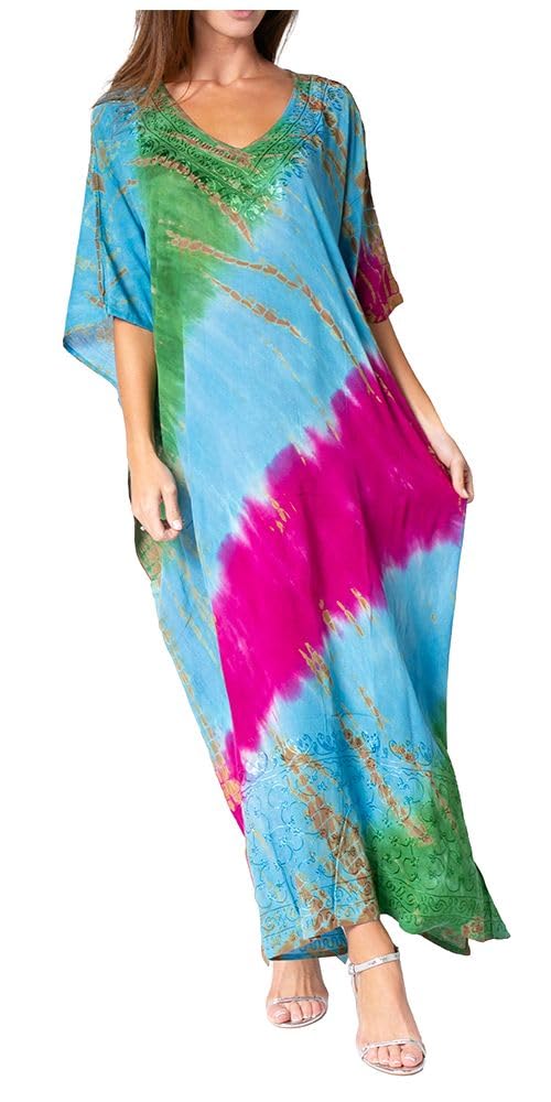 Sakkas Catia Damen Boho Lässig Lang Maxi Caftan Kleid Kaftan Vertuschung LougeWear Einheitsgrösse 1-