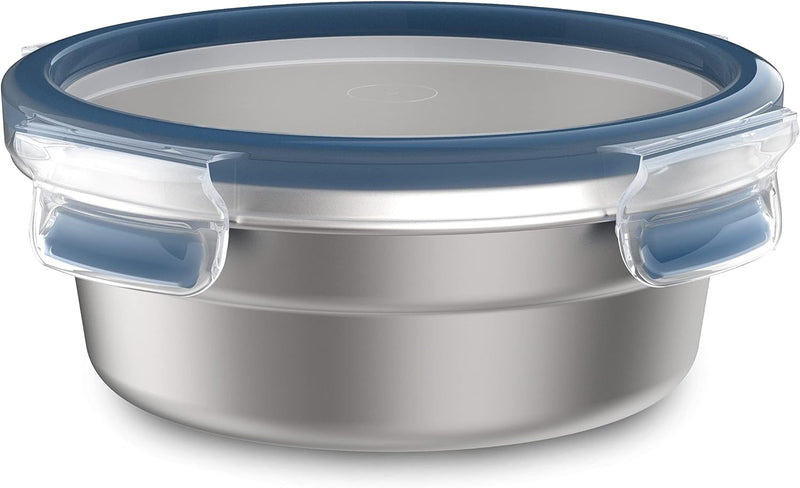 Emsa Clip & Close auslaufsichere Edelstahl-Frischhaltedose, 0,8 Liter Fassungsvermögen, rund, spülma