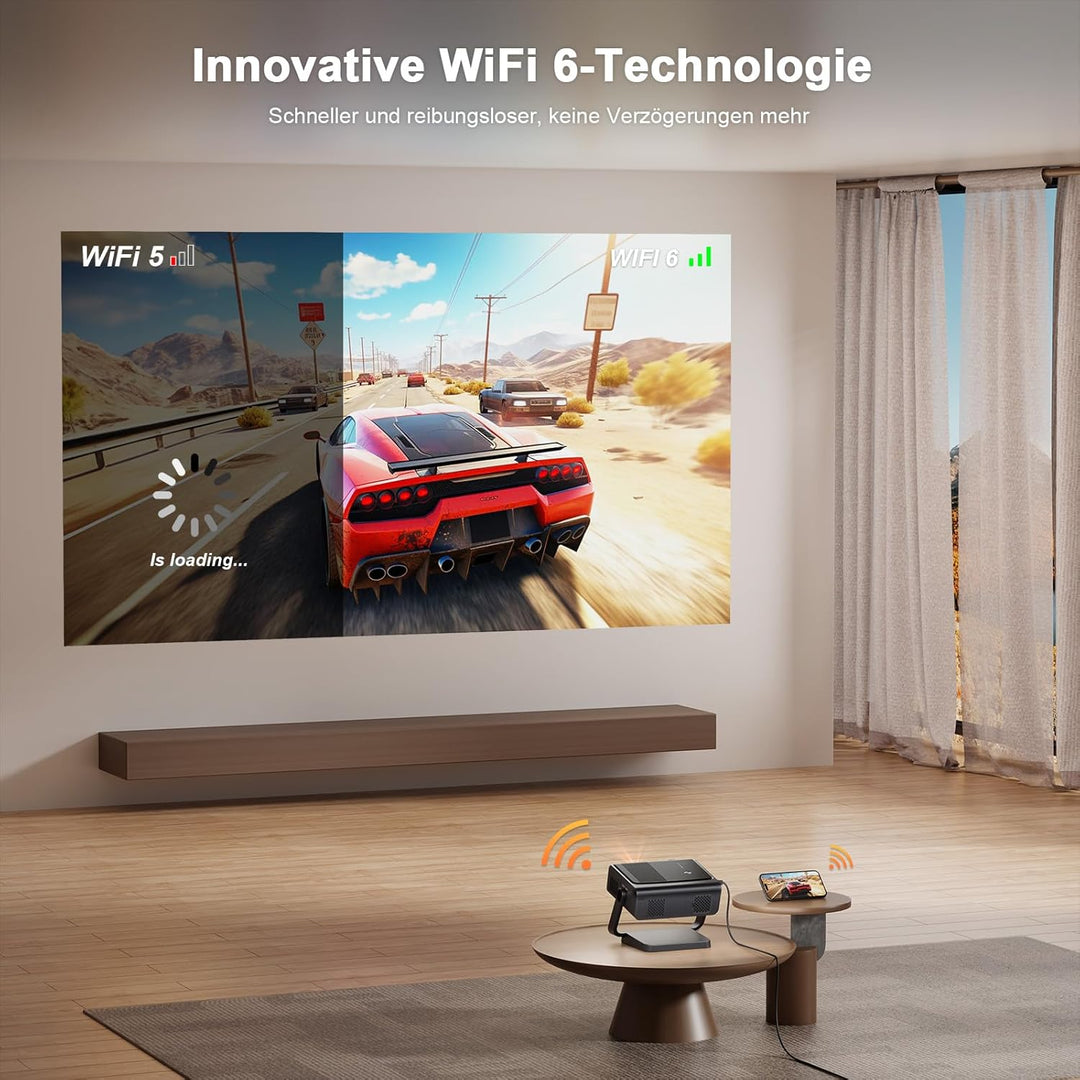 Smart Beamer 4K【Netflix-Fähig &amp; Dolby Audio】 Auto Fokus/6D Trapezkorrektur Beamer Full HD 1080P, VOP