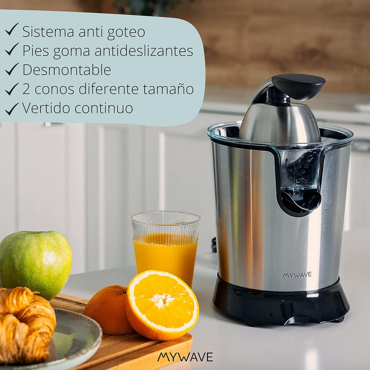 MYWAVE MWEXP-600 Nido Pro Saftpresse Elektrisch Schnelles Entsaften, Stainless Steel