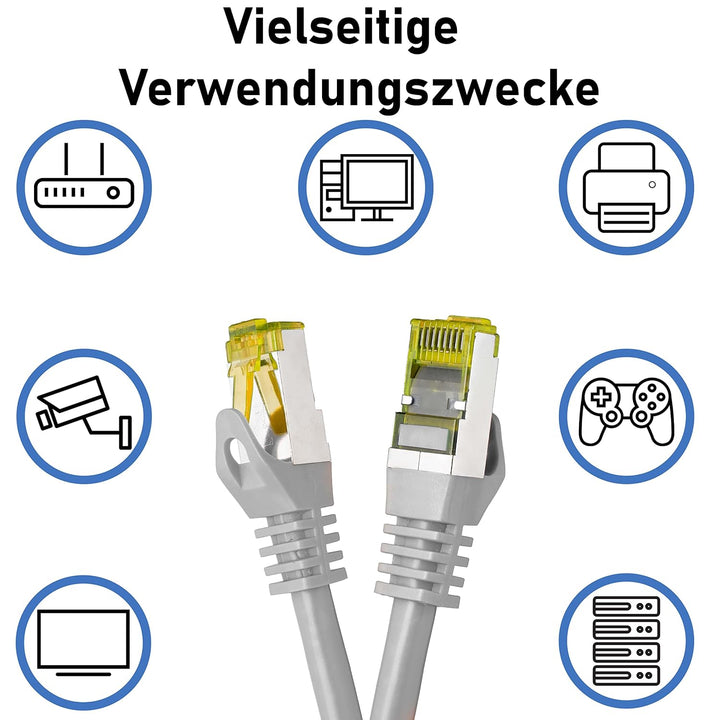 BIGtec LAN Kabel 10 Stück 25m Netzwerkkabel CAT7 Ethernet Internet Patchkabel CAT.7 grau Gigabit dop
