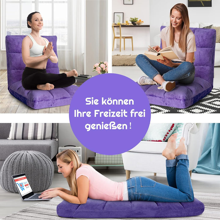 GOPLUS Bodenstuhl, Bodensofa mit Rückenlehne, Bodensessel mit Schlaffunktion, Floor Chair, Lazy Sofa
