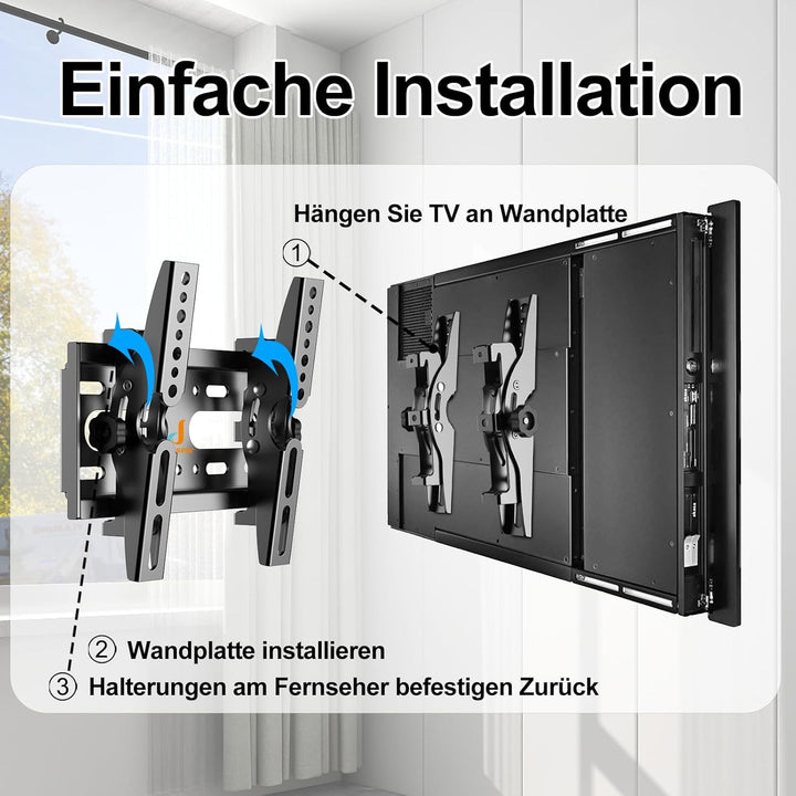 TV Wandhalterung Neigbar für 14-42 Zoll LED LCD OLED Plasma Flachbildfernseher, 32 38 40 Flach Curve