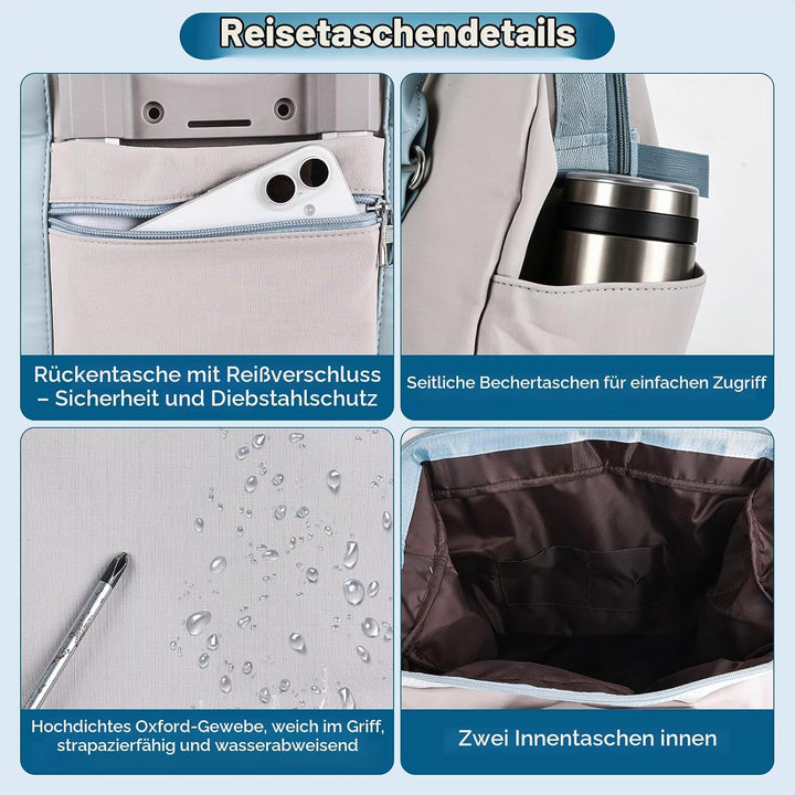 Hivexagon Faltbare Reisetasche mit Rollen, abnehmbaren Spinner-Rollen, erweiterbarem Fassungsvermöge