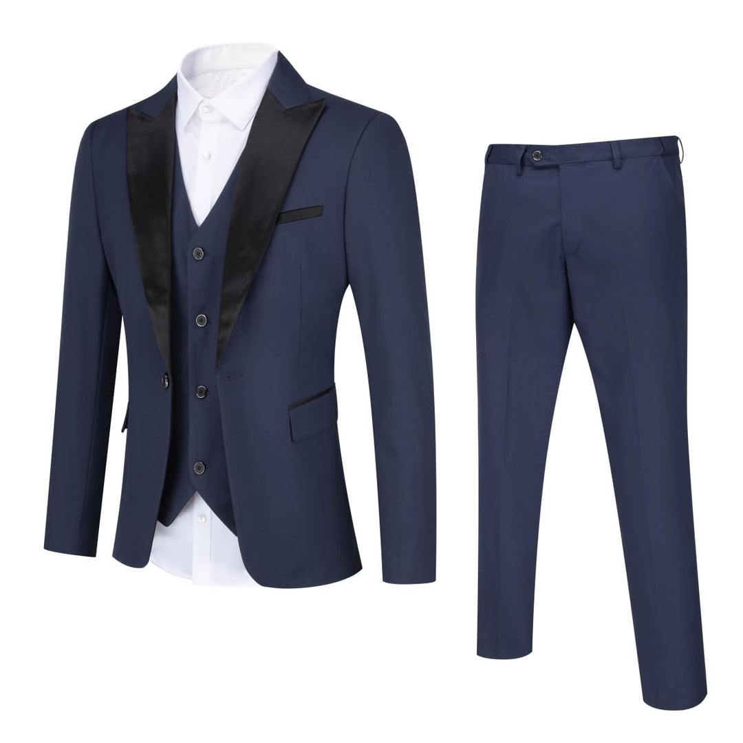 YOUTHUP Anzug Herren Regular Fit 3 Teilig Anzüge Peak Lapel Morden Herrenanzug Business Hochzeit Smo