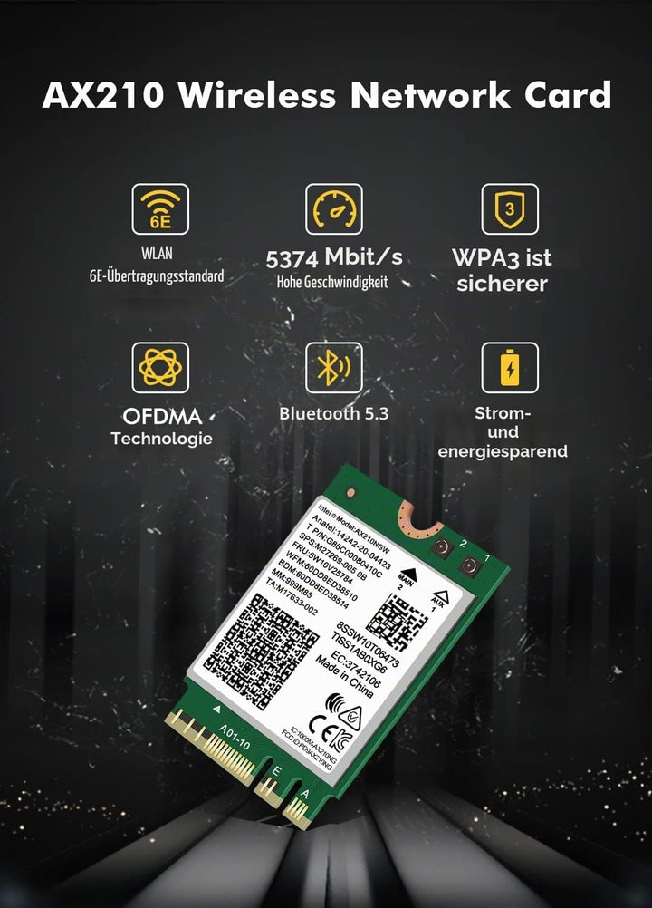 WiFi 6E Wireless Karte Intel AX210 NGW Bluetooth 5.2 Tri-Band 5400Mbps Netzwerk Adapter für Laptop U