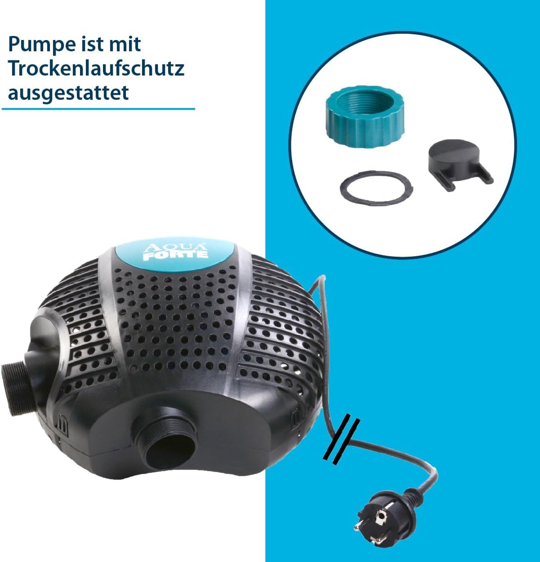 AquaForte O-8000 Plus, 70 Watt, max. Durchfluss 8 m3/Stunde, max. Förderhöhe 4,5 Meter, Kabellänge 1