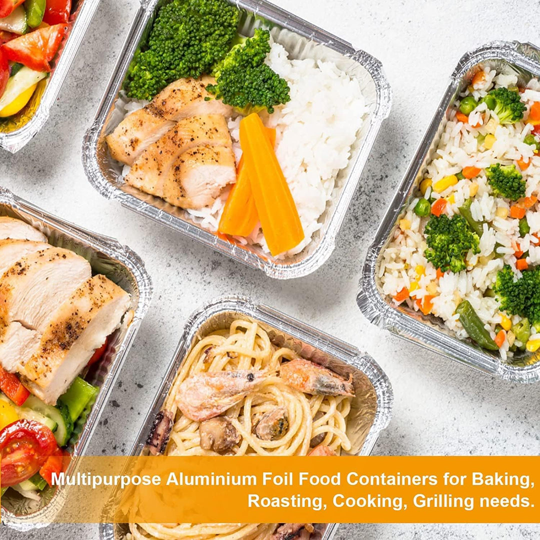 MIVIDE 125 Stück Grill Aluschalen mit Deckel, 600ml Alu Grillschalen, Einwegschalen aus Aluminium fü