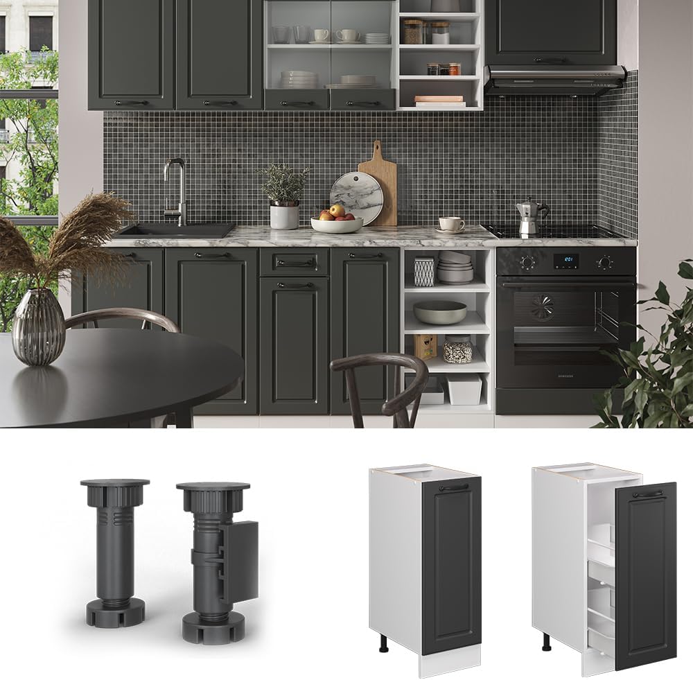 Vicco Apothekerschrank R-Line, Anthrazit Landhaus/Weiss, 30 cm ohne Arbeitsplatte Anthrazit Landhaus