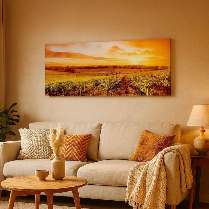 Wandbilder Dekoration Wohnzimmer Weinberg Aussicht Landschaft Panorama Bilder auf Leinwand 120x50cm