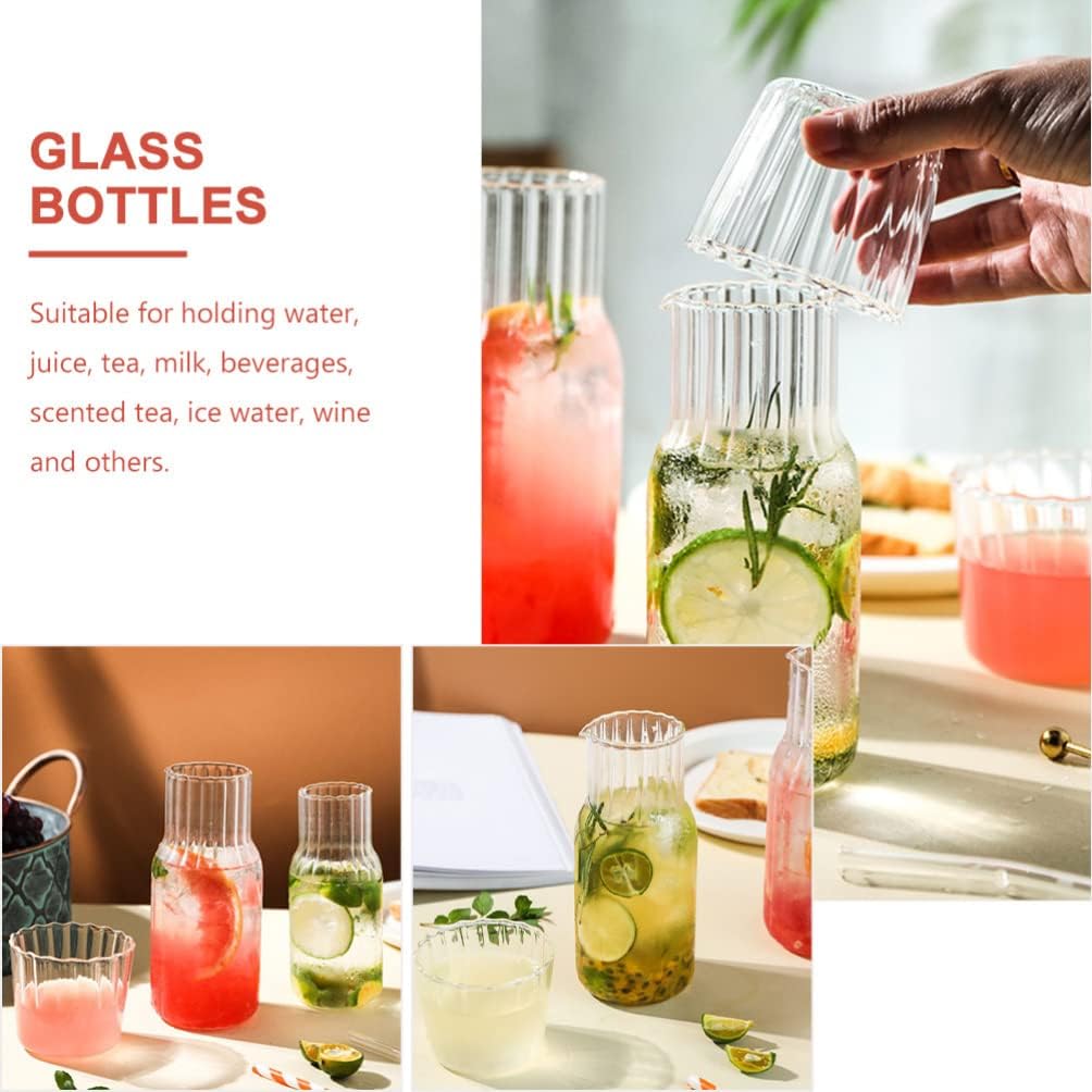 Operitacx 2 Sets Nachtnacht Wasser Karaffe mit Becher Glas Set für Schlafzimmer Nachttisch Kaltes Wa