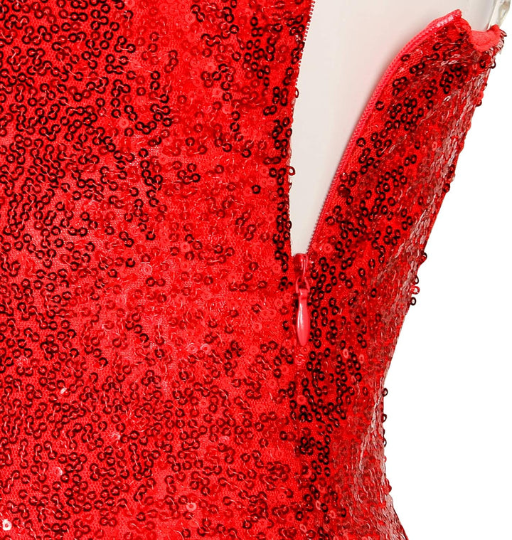 NUWIND Jessica Rabbit Damen Kleid Rot Sexy Pailletten Kostüm Tube Top Kleid Set Erwachsene Halloween