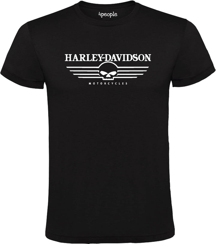 Schwarzes T-Shirt mit Harley Davidson-Logo, 100 % Baumwolle, Herren, Grössen S M L XL XXL L Schwarz,