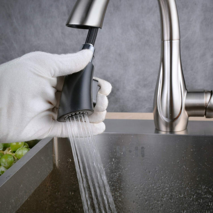 Beelee Küchenarmatur mit Herausziehbarer Dual-Spülbrause 360° Drehbar Wasserhahn Küche, Einhebel-Spü