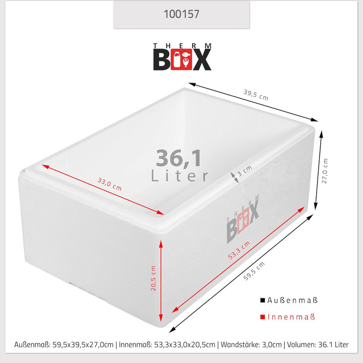 THERM BOX Styroporbox XL Verschiedene Grössen Volumen 24 bis 45L Isolierbox Thermobox Kühlbox Warmha