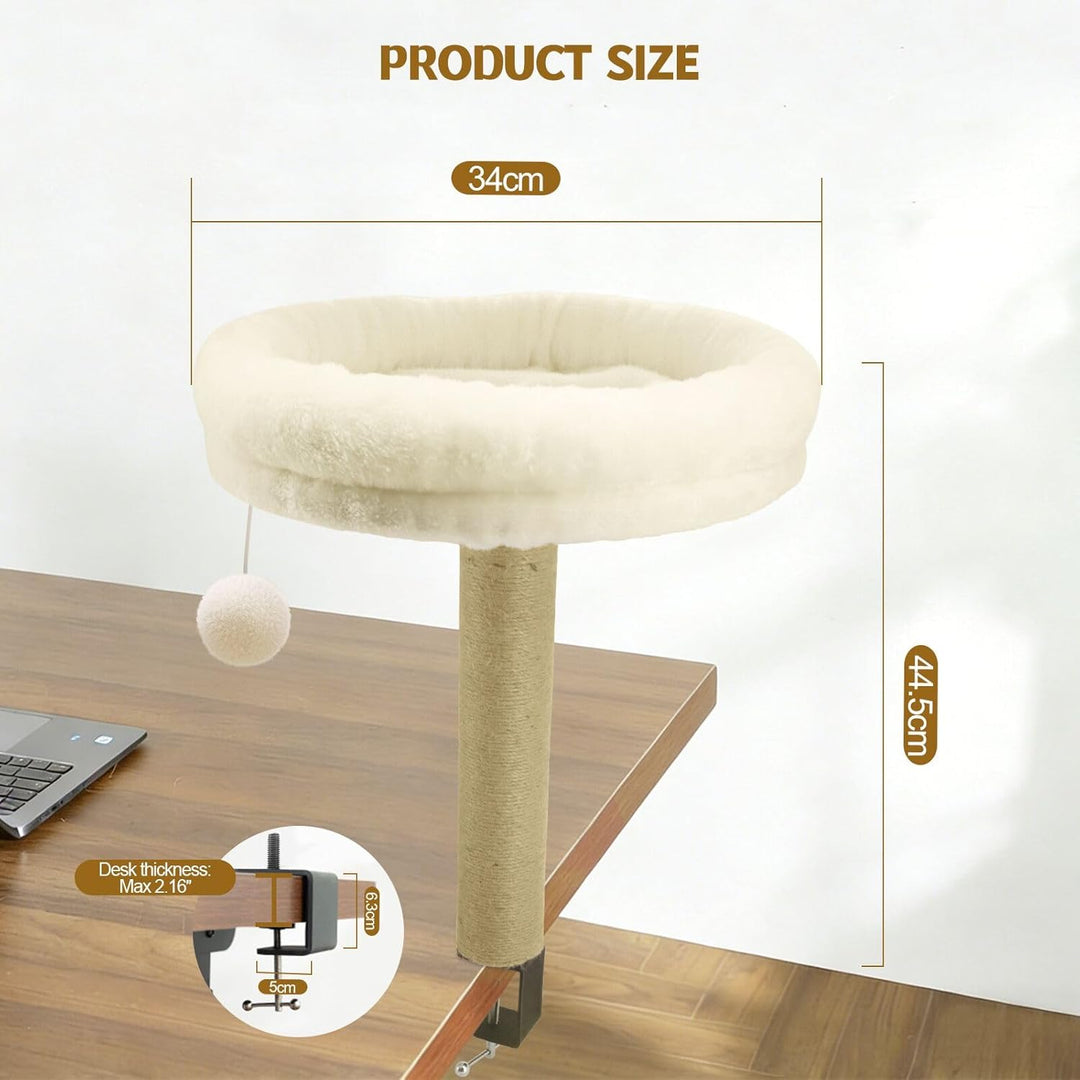 Katze Bett für Dest, Katzes Schreibtisch Bett mit Scritching Post, Platzsparende Katze Möbel, Perch
