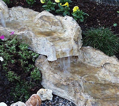 Wasserkaskaden Wasserfallset Fulda 3-teilig Bachlauf Fels, Beige/Braun, a´60 x 41 x 8 cm/ 3-teilig