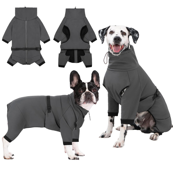 Hundemantel Wasserdicht Warm mit Beinen Hundejacke Winter Reflektierend Reissverschluss Hundemantel